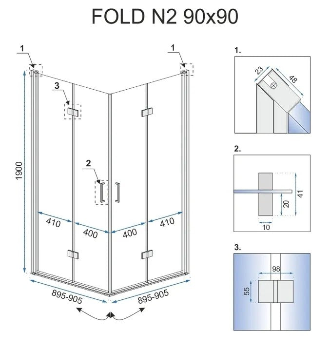 Skladací sprchový kút REA FOLD N2 80 x 80 cm 10