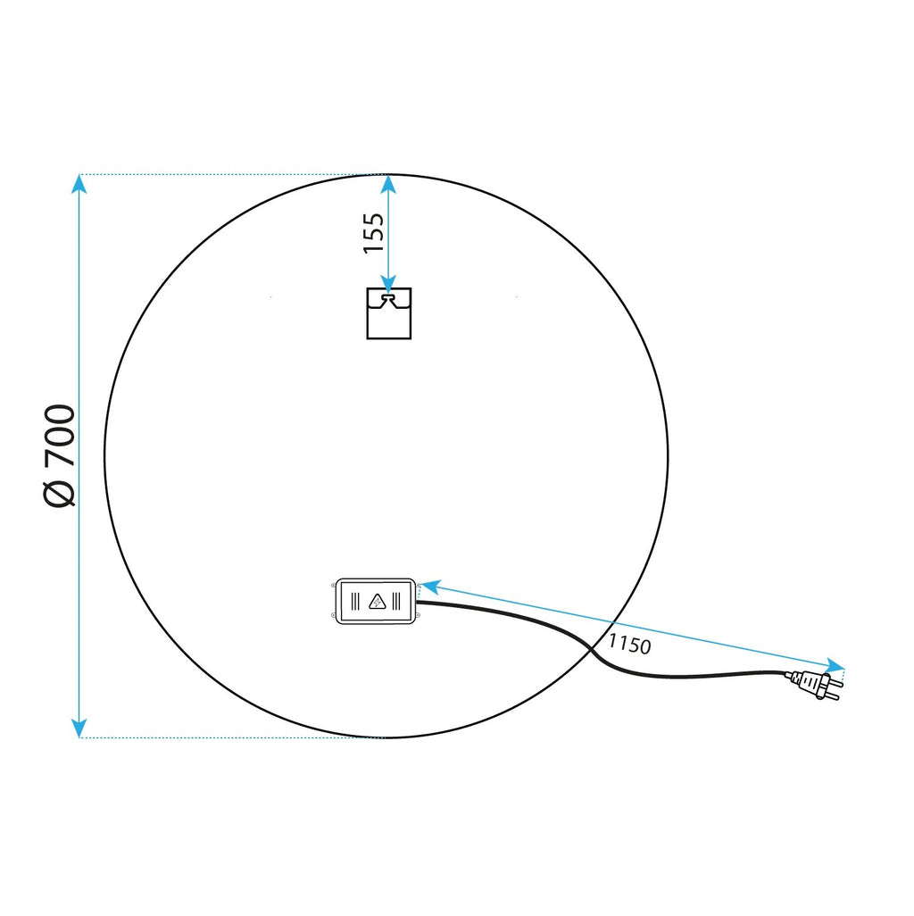 Zrkadlo LED 70cm MMJ Black  10