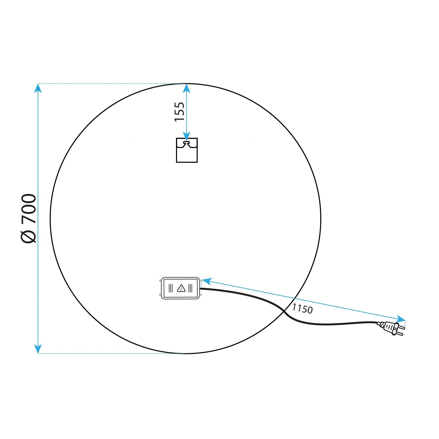 Zrkadlo LED 70cm MMJ Black  10