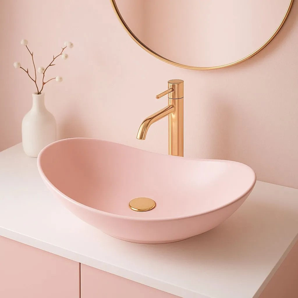 Umývadlo na dosku REA ROYAL Powder Pink Matt  10