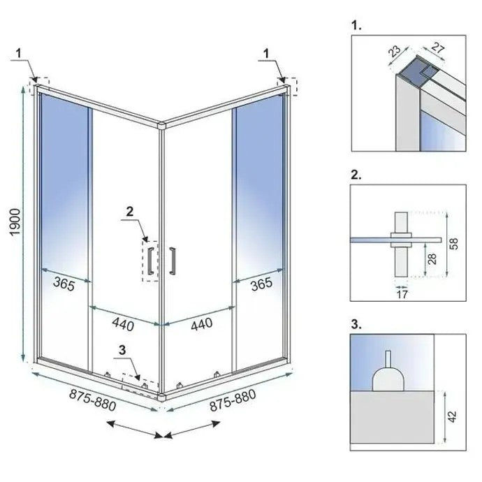 Sprchovací kút REA City 90x90 Nickel Brush Bez sprchovej vaničky 10