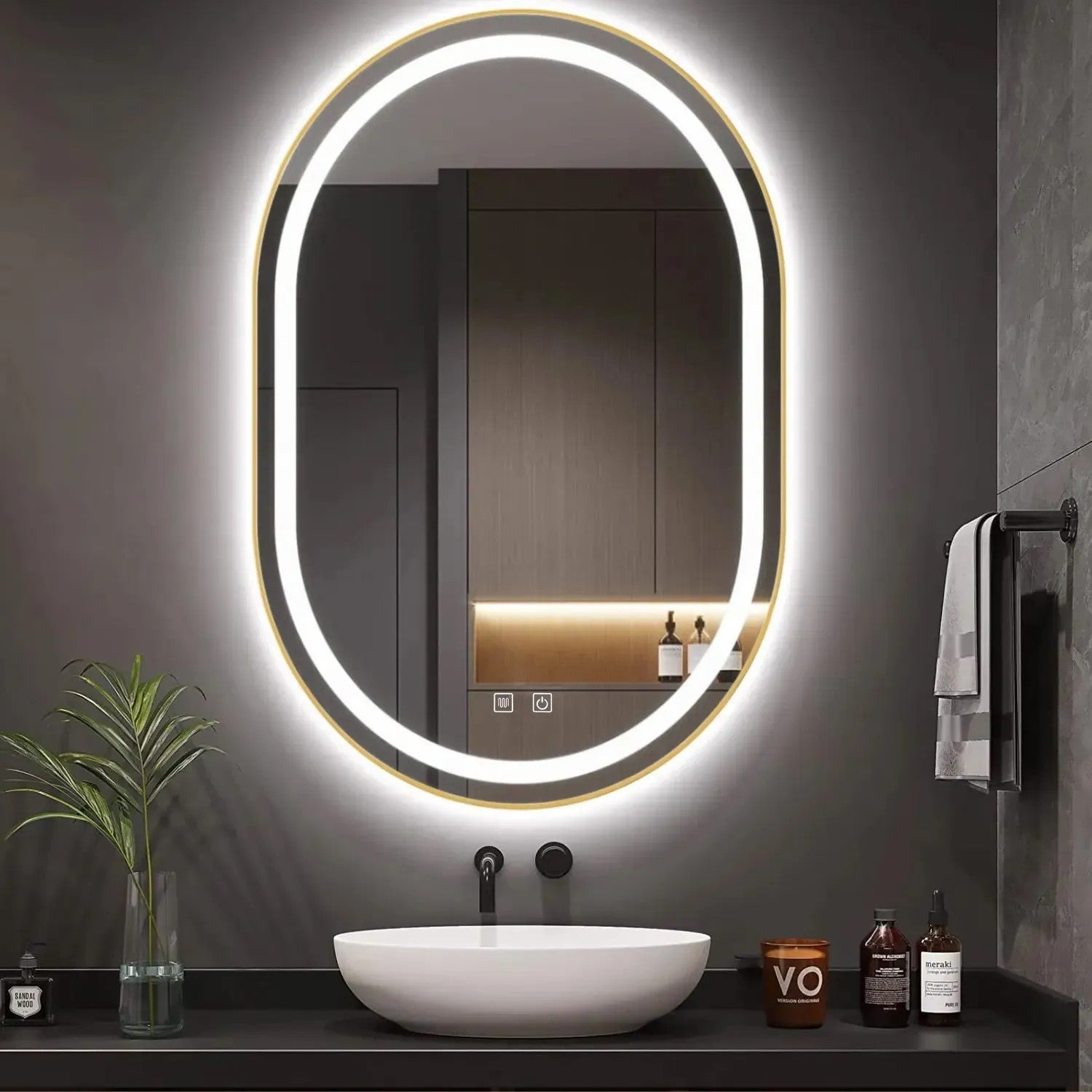 Zrkadlo LED OLL 60x90 cm Brush Gold  10