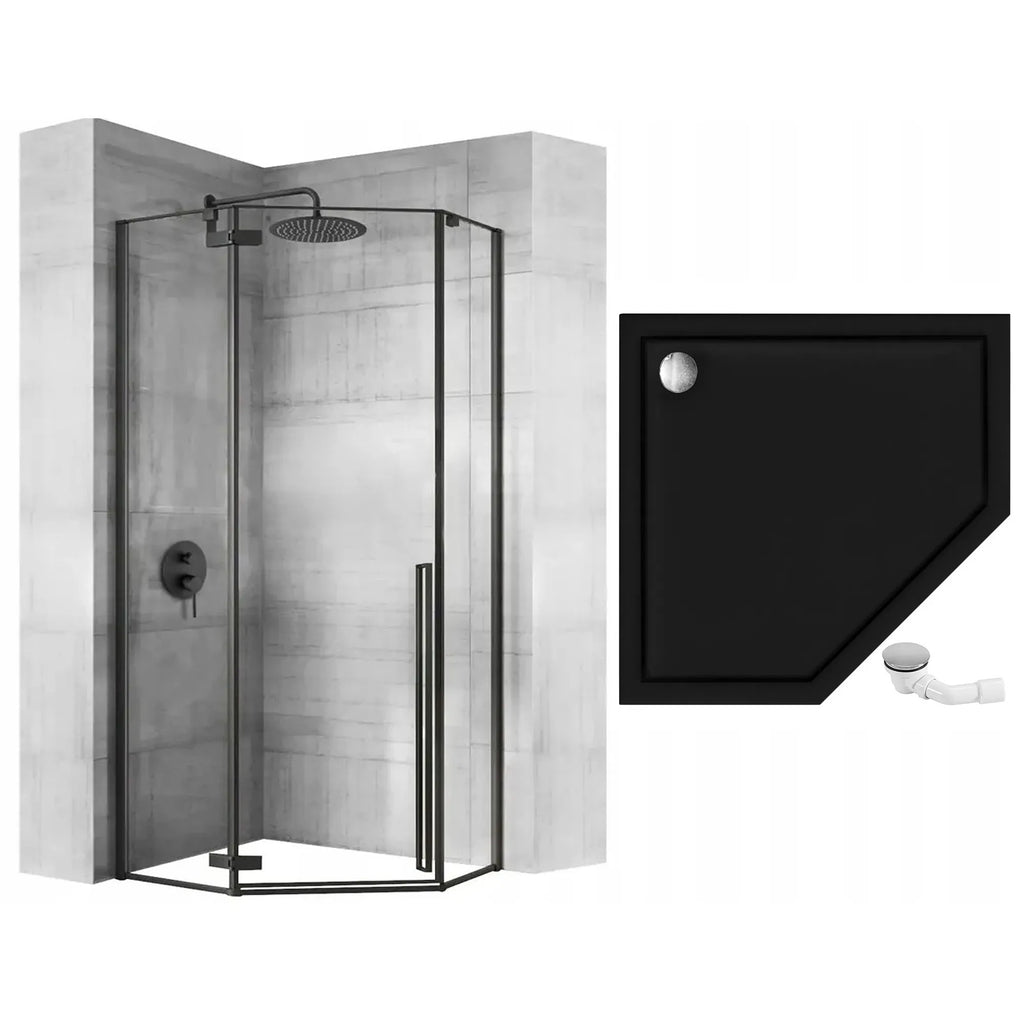 Sprchovací kút REA DIAMOND 90x90 - matná čierna S detským bazénom Diamond 10