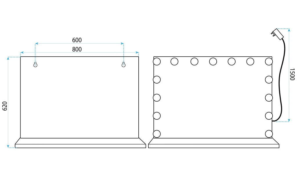 Zrkadlo LED HOLLYWOOD Black 80x60  10