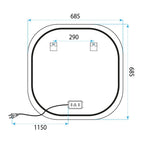 Zrkadlo LED 70x70cm TOP  10
