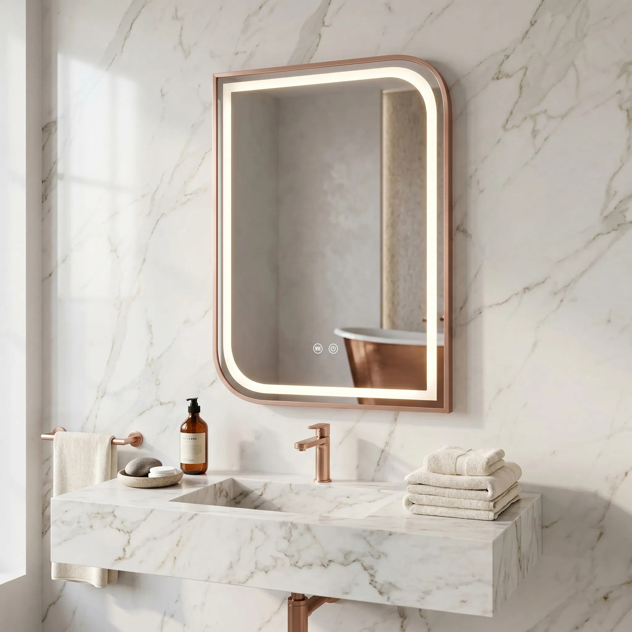 Zrkadlo LED ZONE 80x60 BRUSH  ROSE GOLD  10