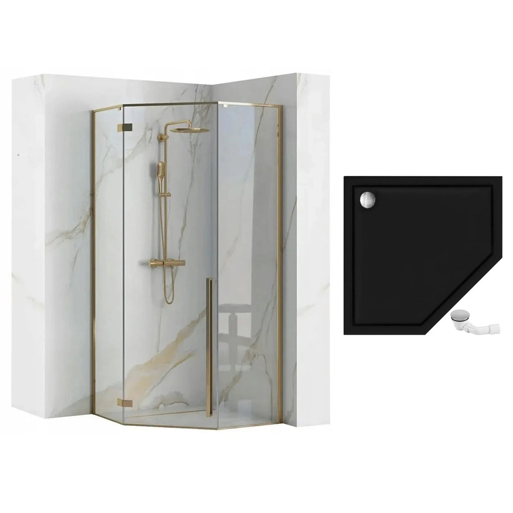 Sprchovací kút REA DIAMOND 90x90 - zlatá S detským bazénom Diamond black 10