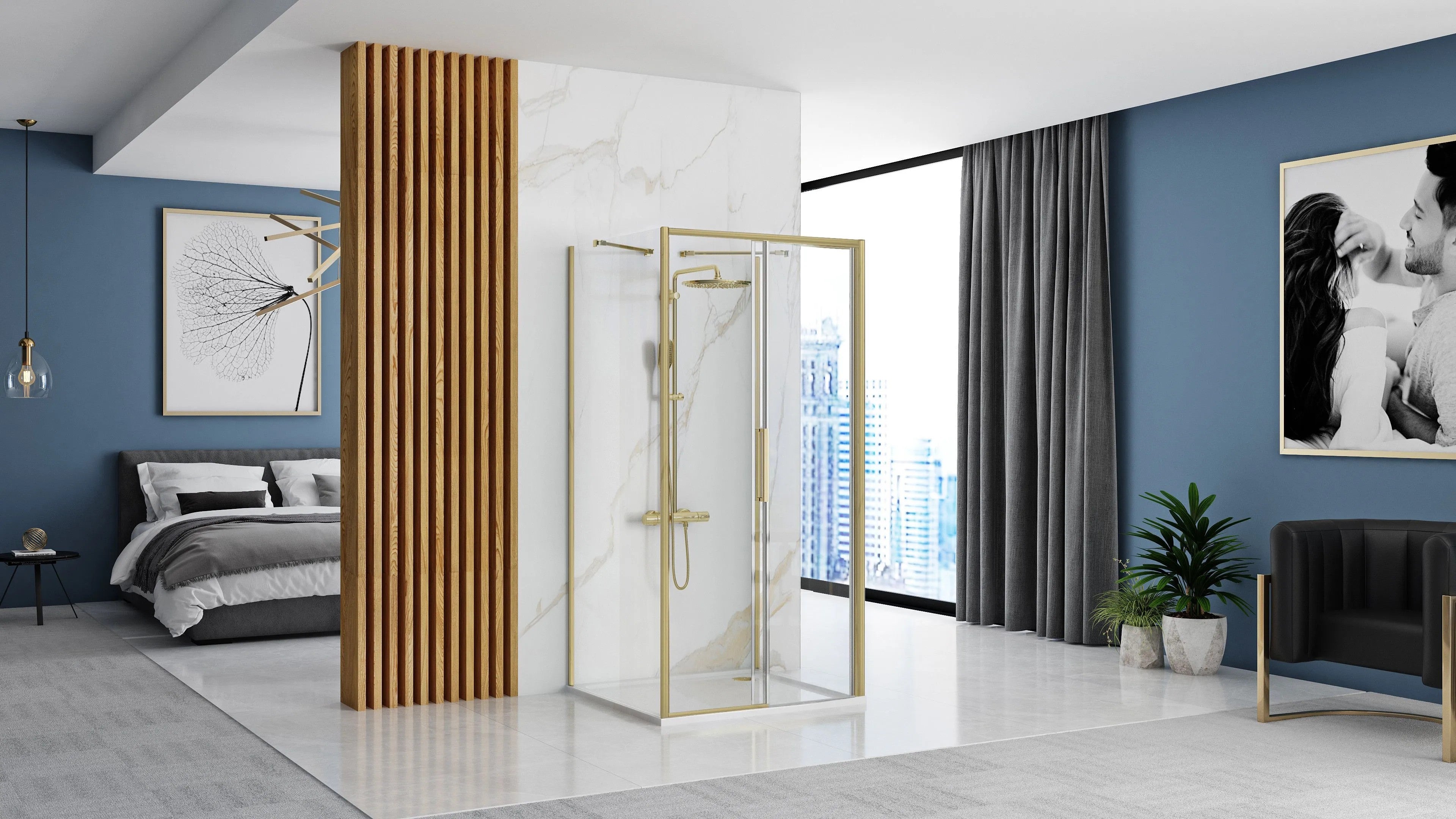 Sprchová kabína REA Rapid Slide  Brush Gold Dvere: 160 Stena: 80 10