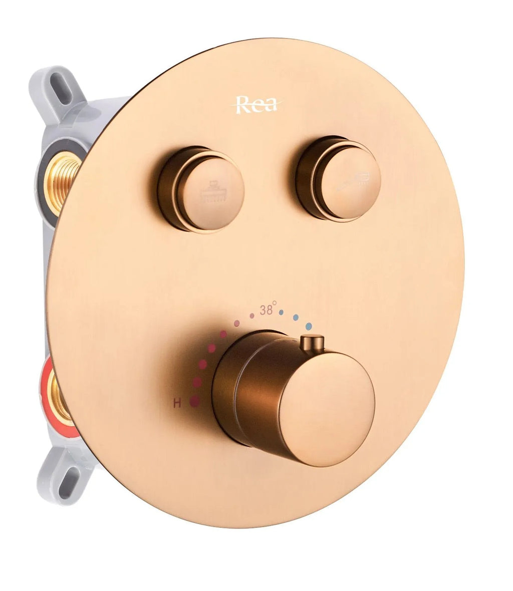 Podomietková sprchová sada LUNGO COPPER BRUSH + termostat + BOX  10