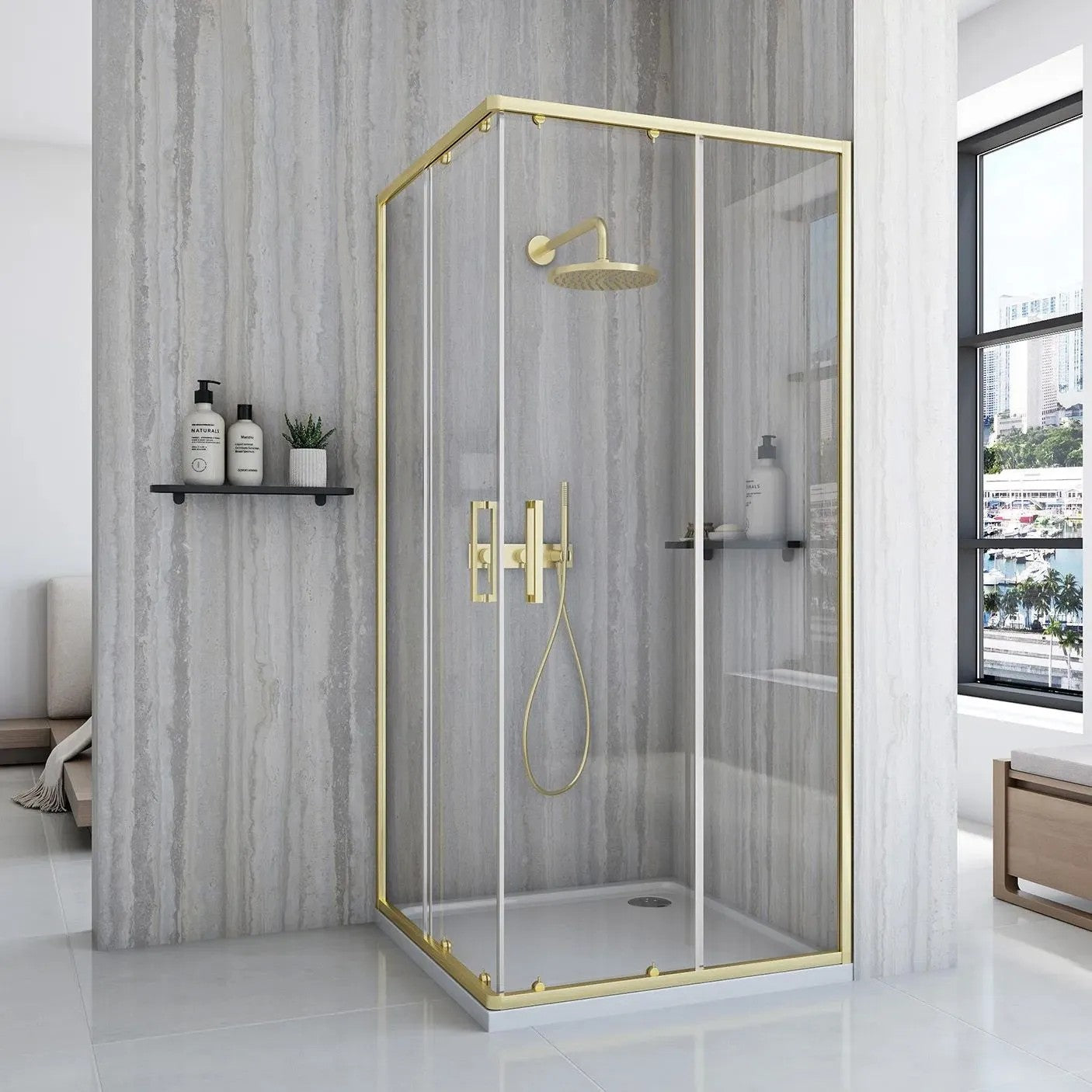 Sprchovací kút REA City 90x90 Gold Bez sprchovej vaničky 11