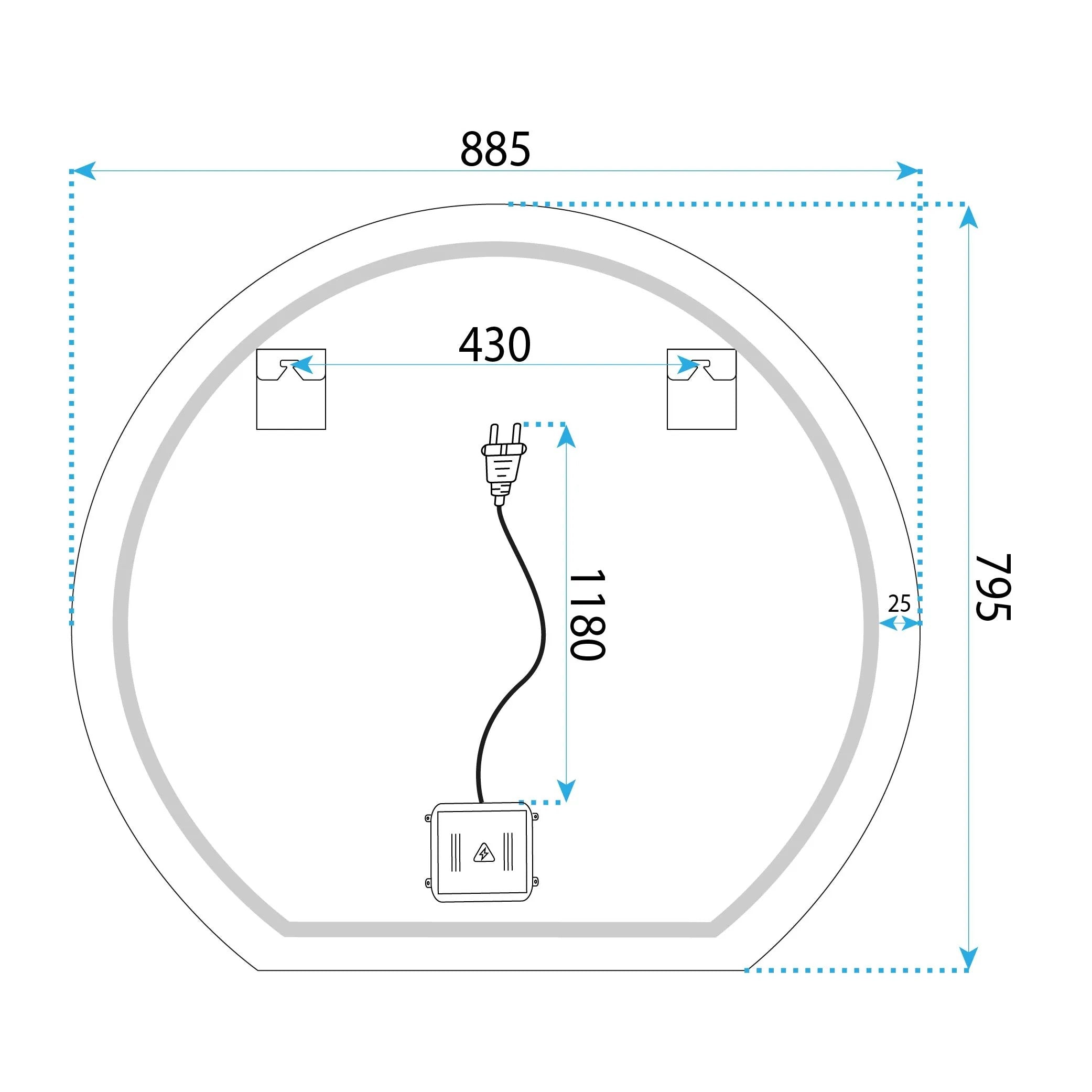 Zrkadlo LED 90cm Fabio  11