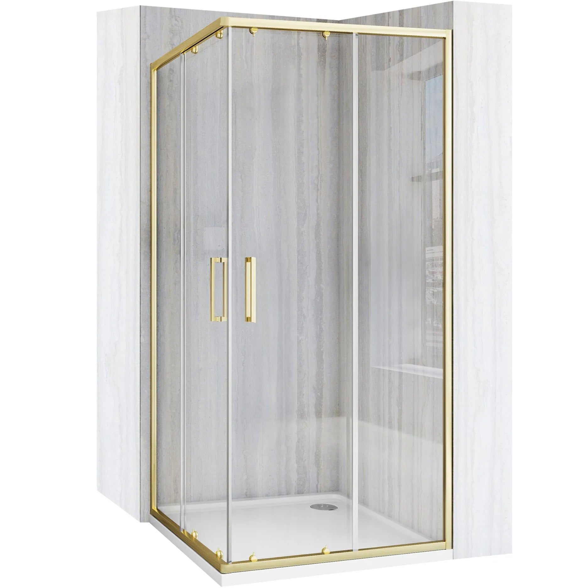 Sprchovací kút REA City 80x80 Gold Brush S detským bazénom Savoy black 11