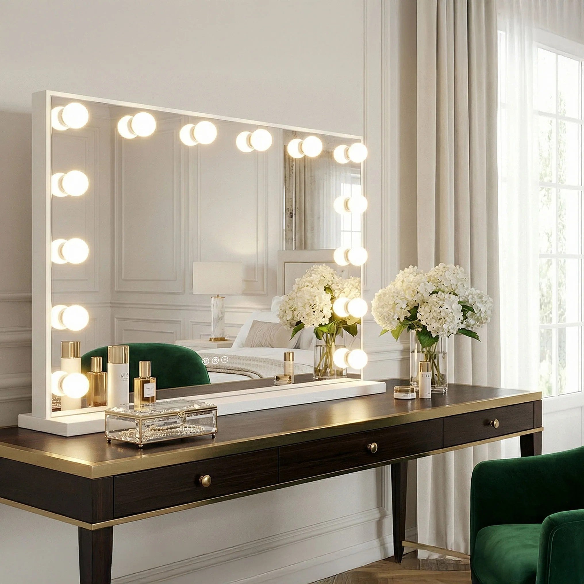Zrkadlo LED HOLLYWOOD White 80x60  11