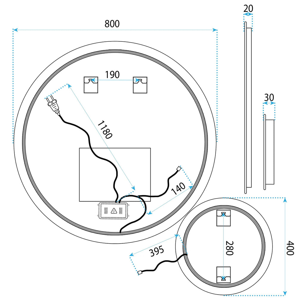 Zrkadlo LED R-8040 80cm + 40cm  11