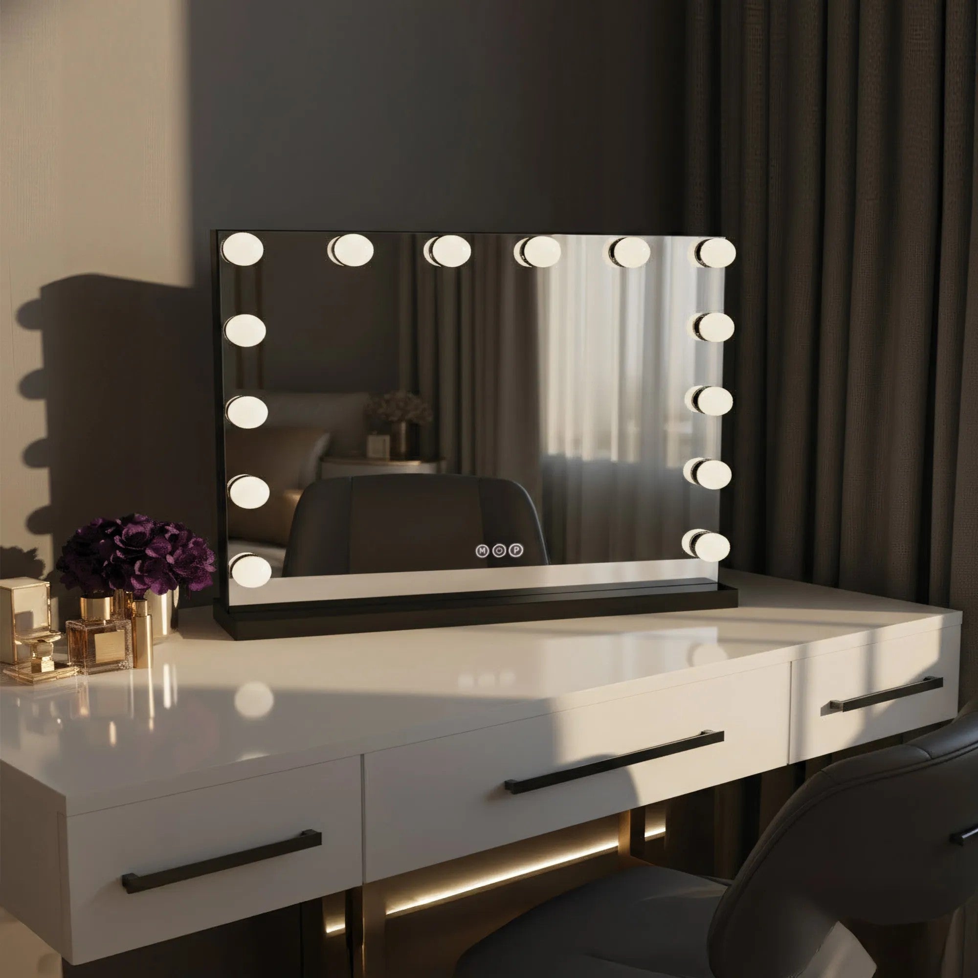 Zrkadlo LED HOLLYWOOD Black  11