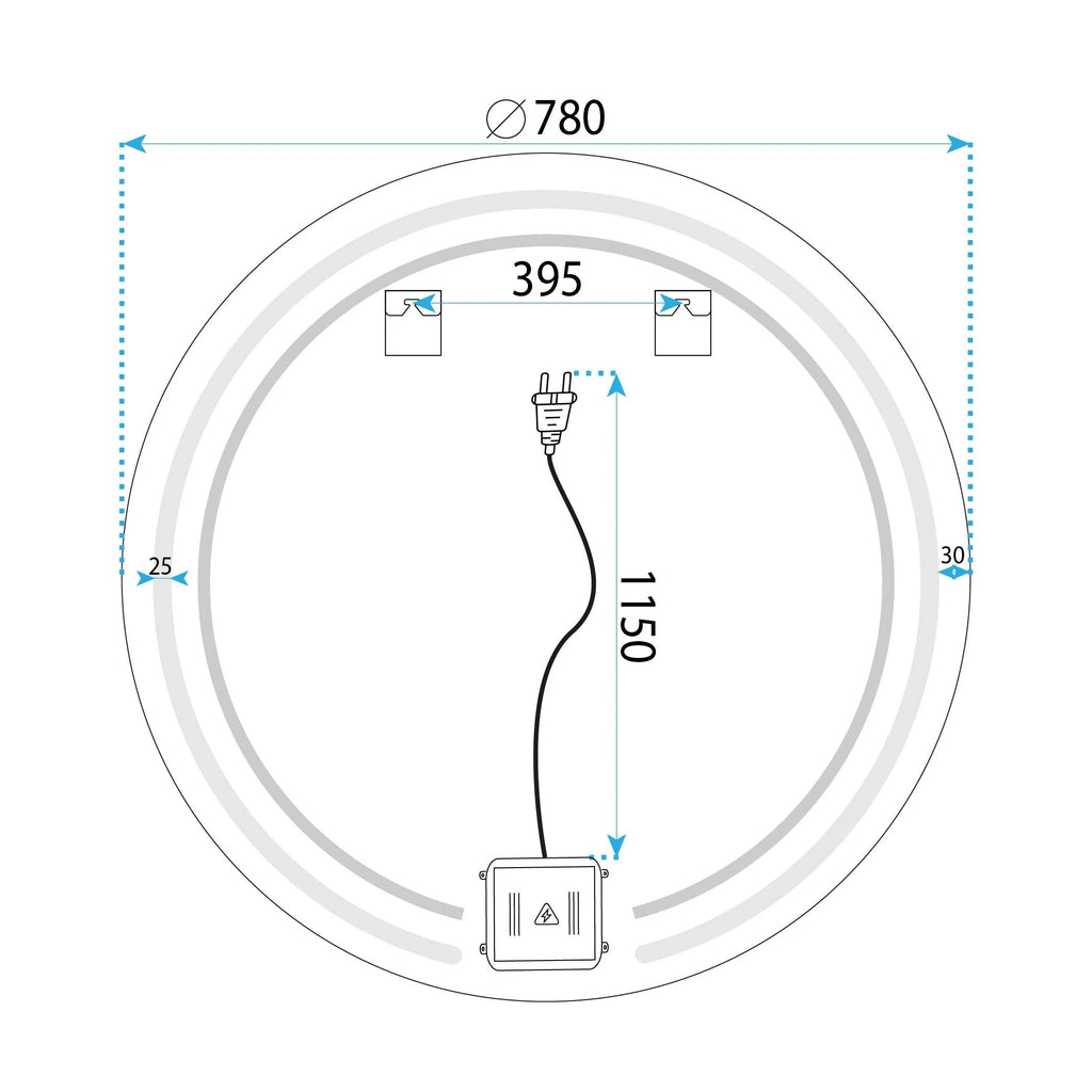 Zrkadlo LED 80cm Modern  11