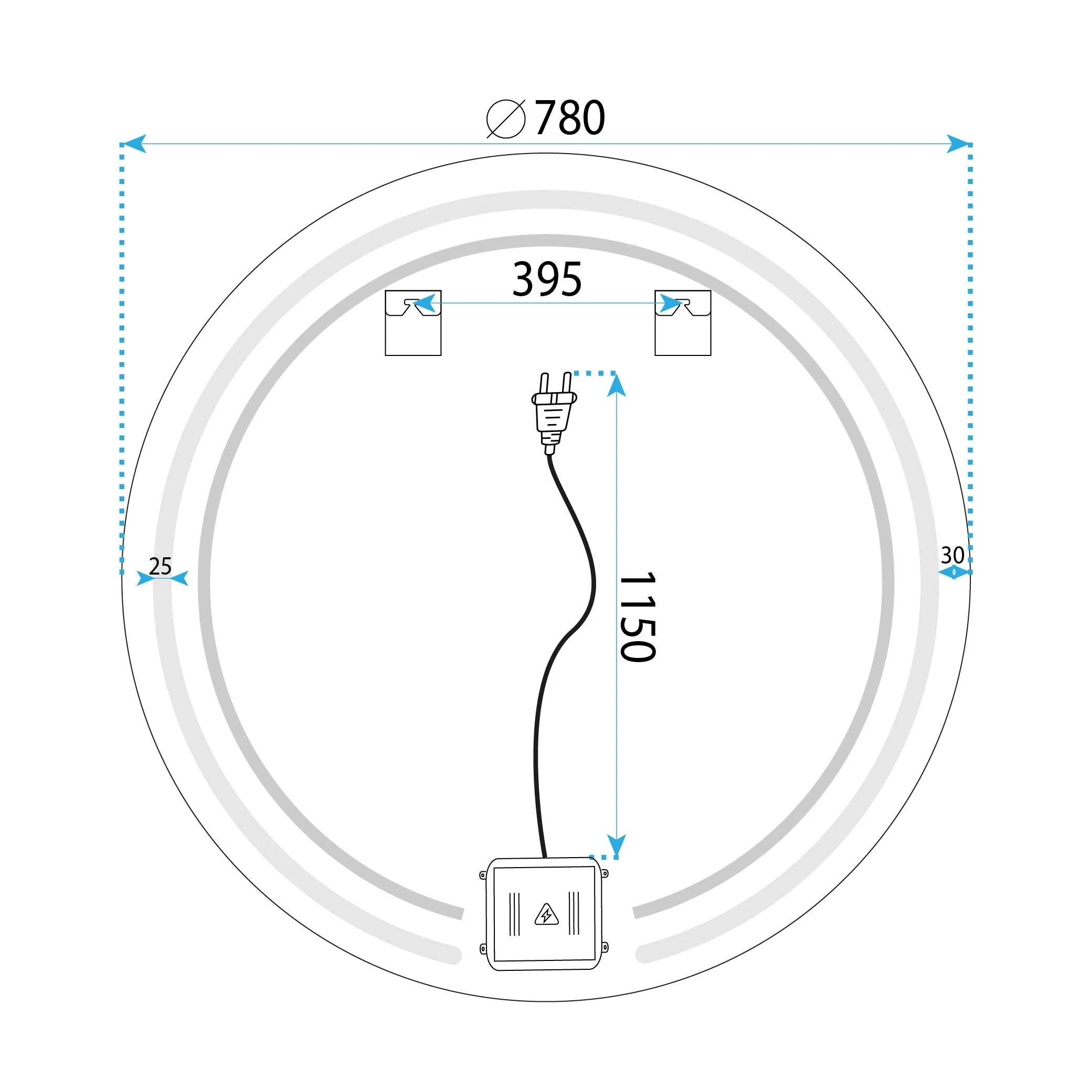 Zrkadlo LED 80cm Modern  11