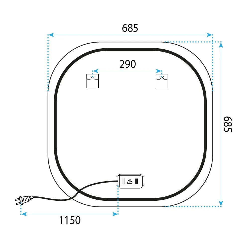 Zrkadlo LED 70x70cm TOP  11