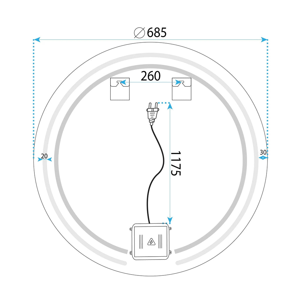 Zrkadlo LED 70cm Modern  11