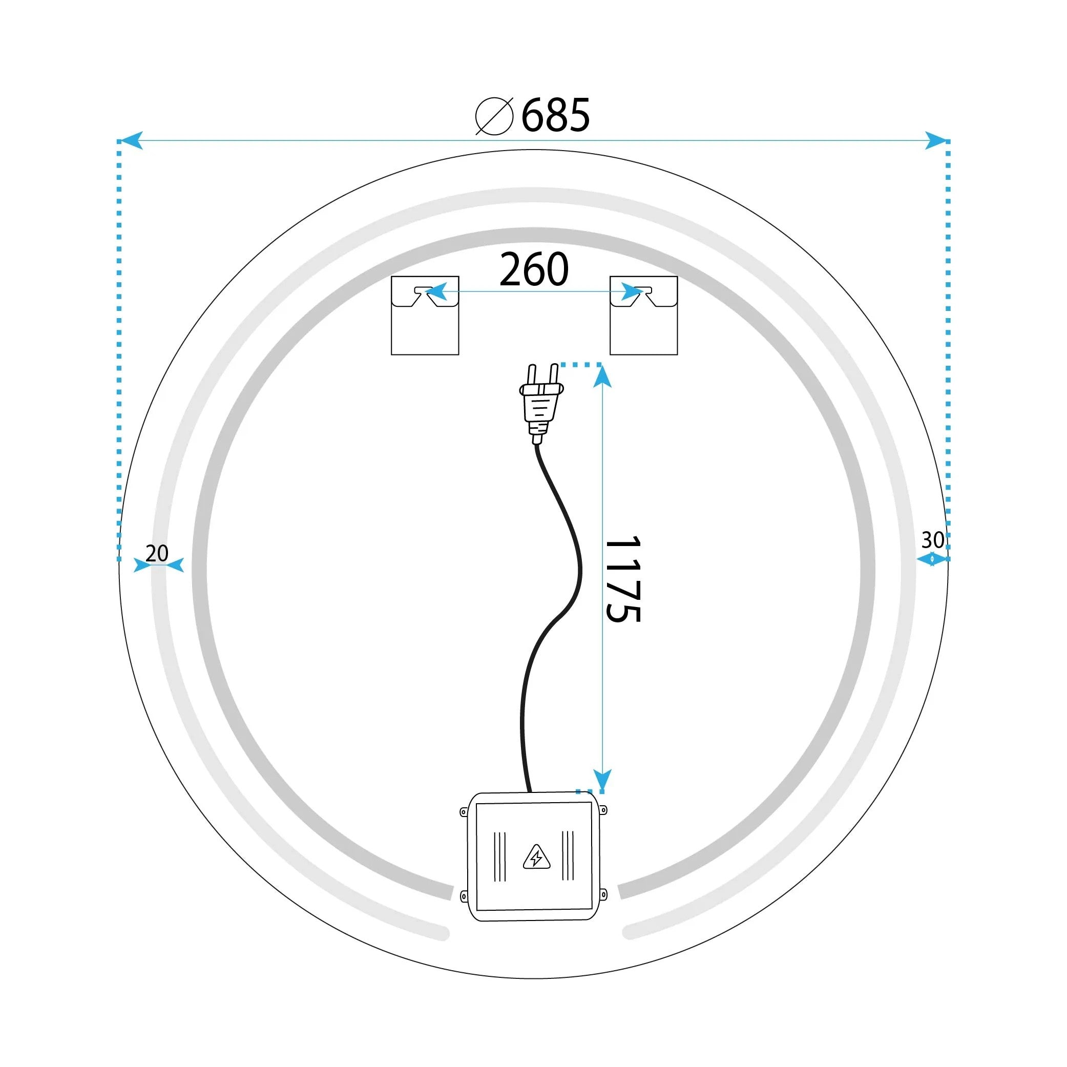 Zrkadlo LED 70cm Modern  11