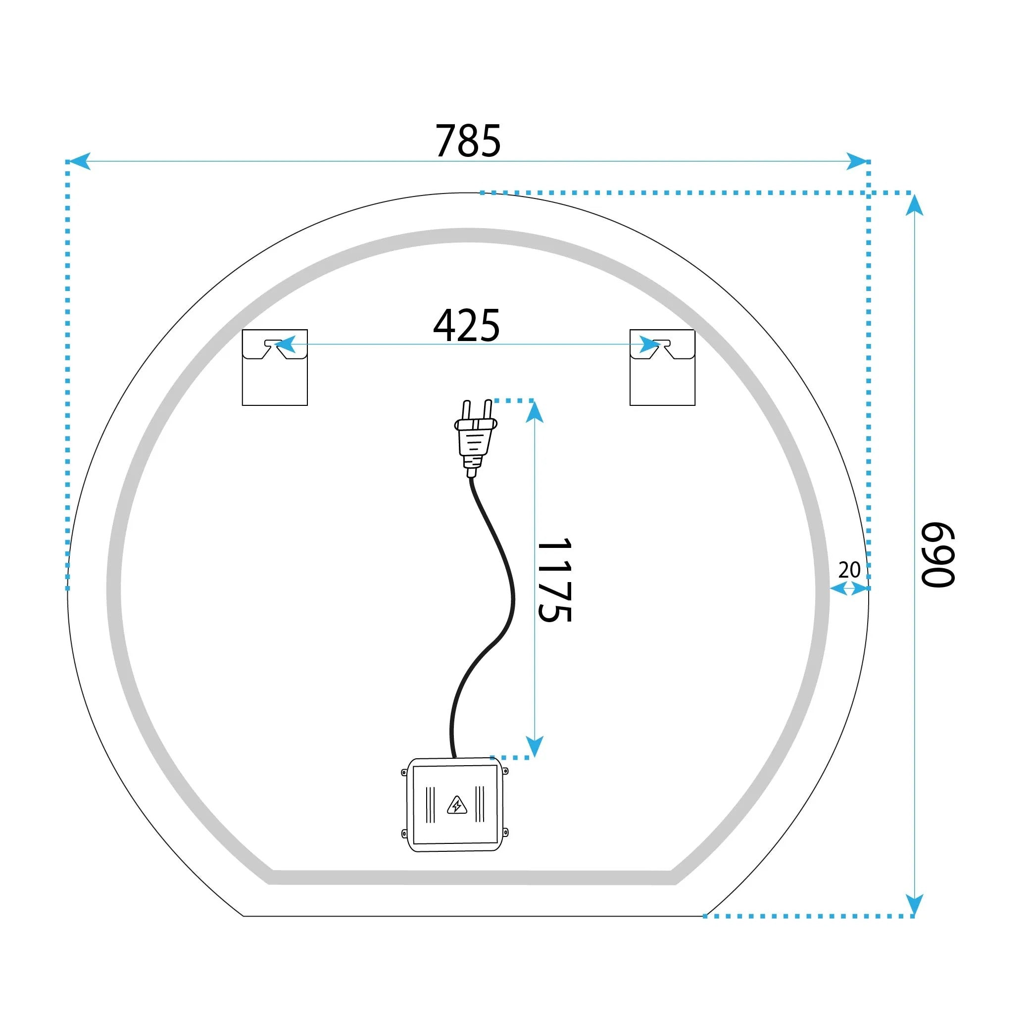 Zrkadlo LED 80cm Fabio  12