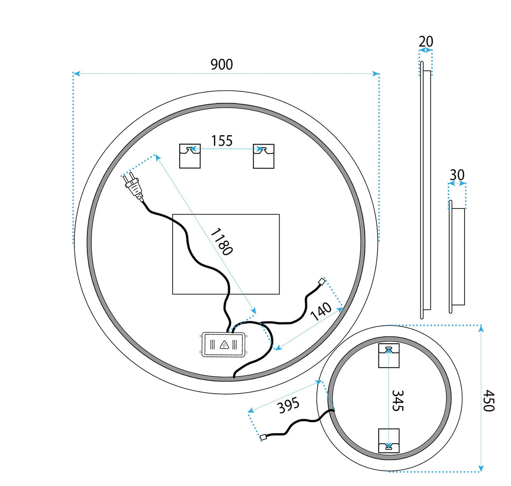 Zrkadlo LED R-9045 90cm + 45cm  12