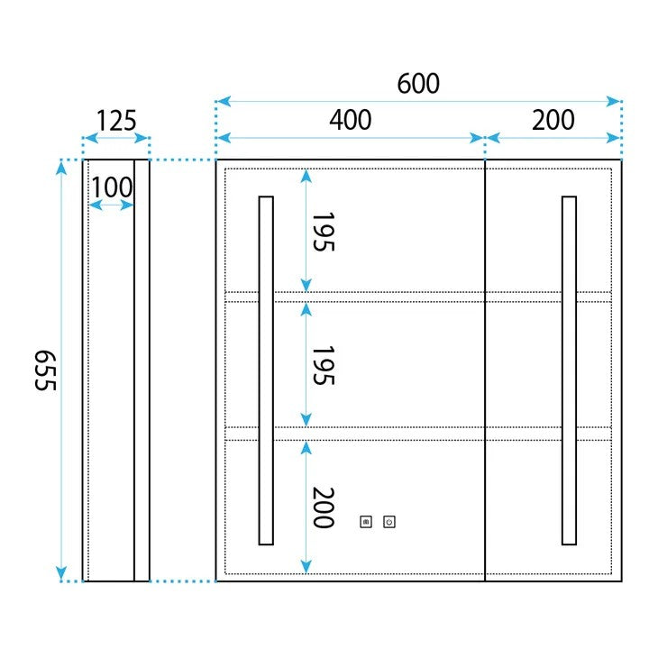 Zrkadlová skrinka s LED osvetlením M1015-60 60x65  13