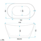 Voľne stojaca akrylátová vaňa Ferrano Slim Nature 170 Čierna krytka zátky 14