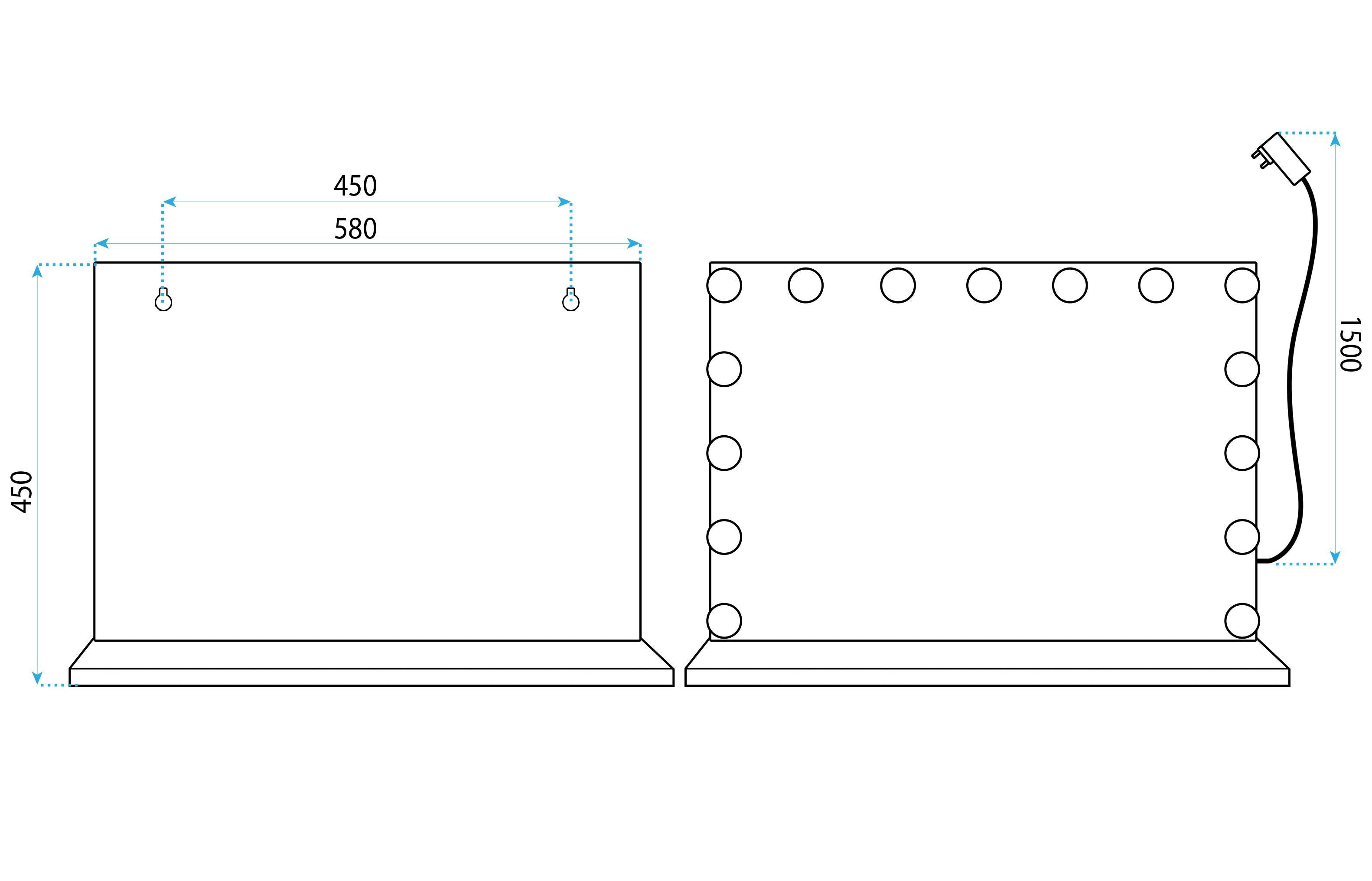 Zrkadlo LED HOLLYWOOD L.Gold  9