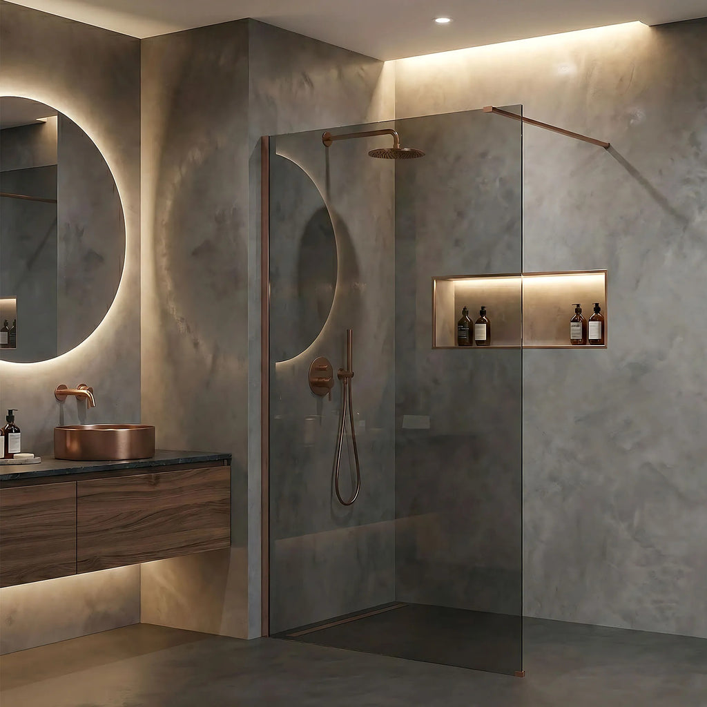 Sprchová zástena Rea Flexi Grey / Brush Copper 120  15