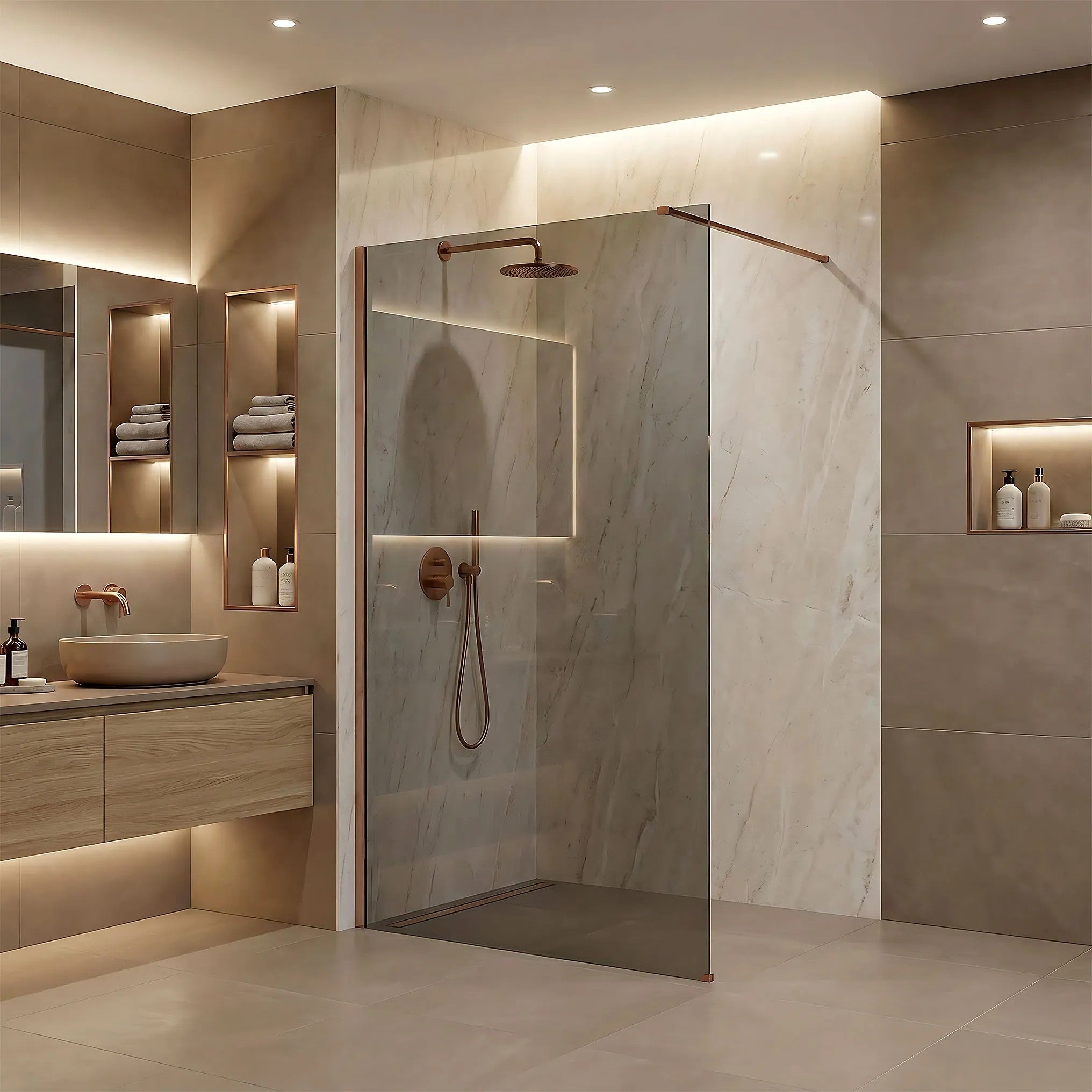 Sprchová zástena Rea Flexi Grey / Brush Copper 140  15