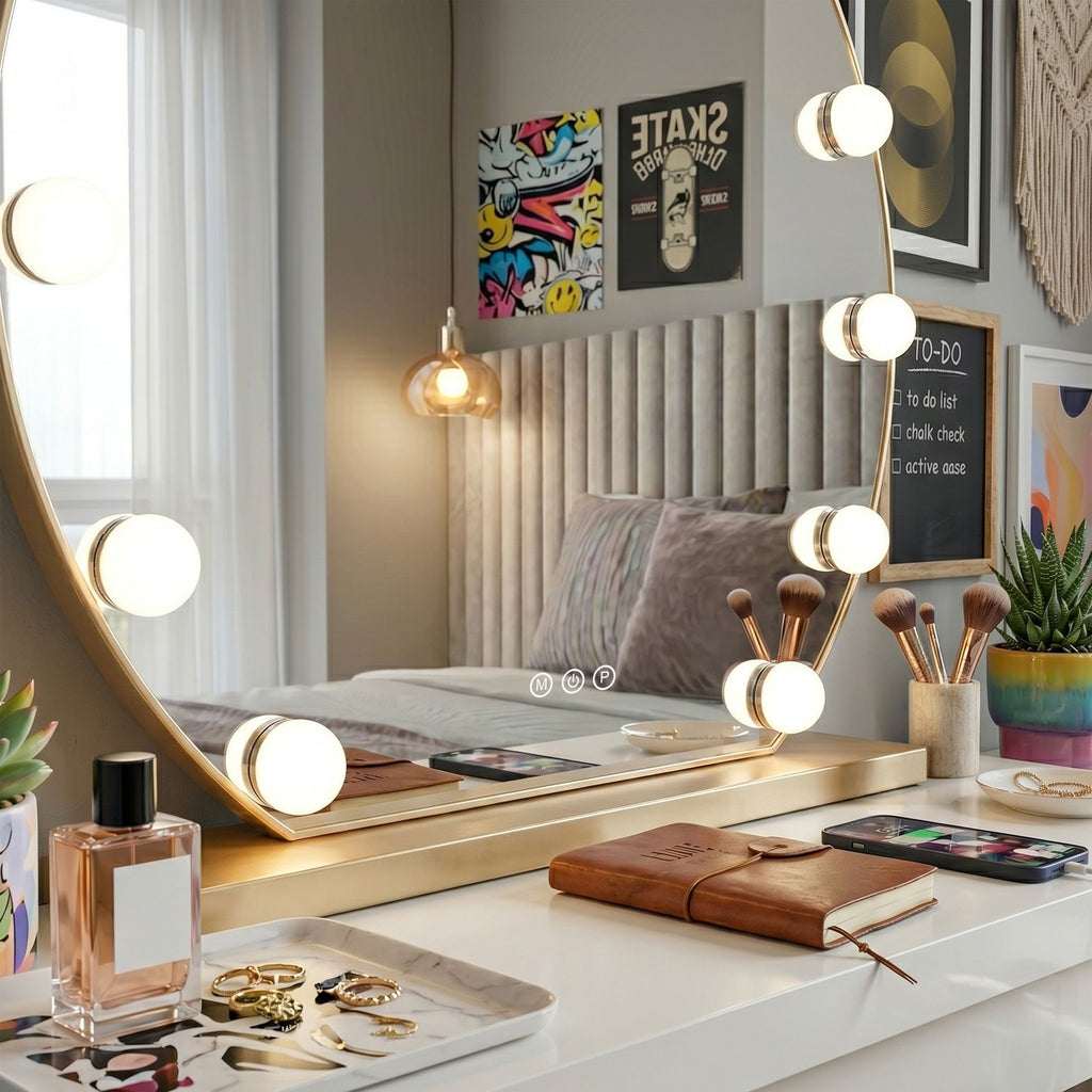Zrkadlo LED HOLLYWOOD L. Gold 50 cm  3