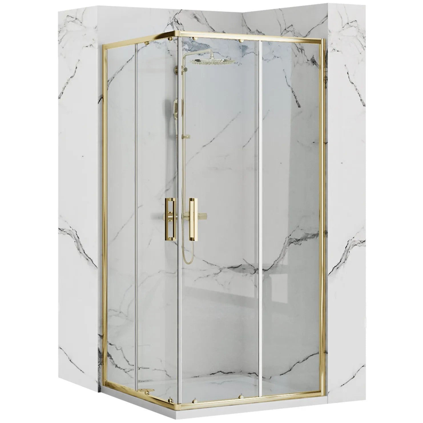 Sprchovací kút REA PUNTO 80x80 Gold Bez sprchovej vaničky 1