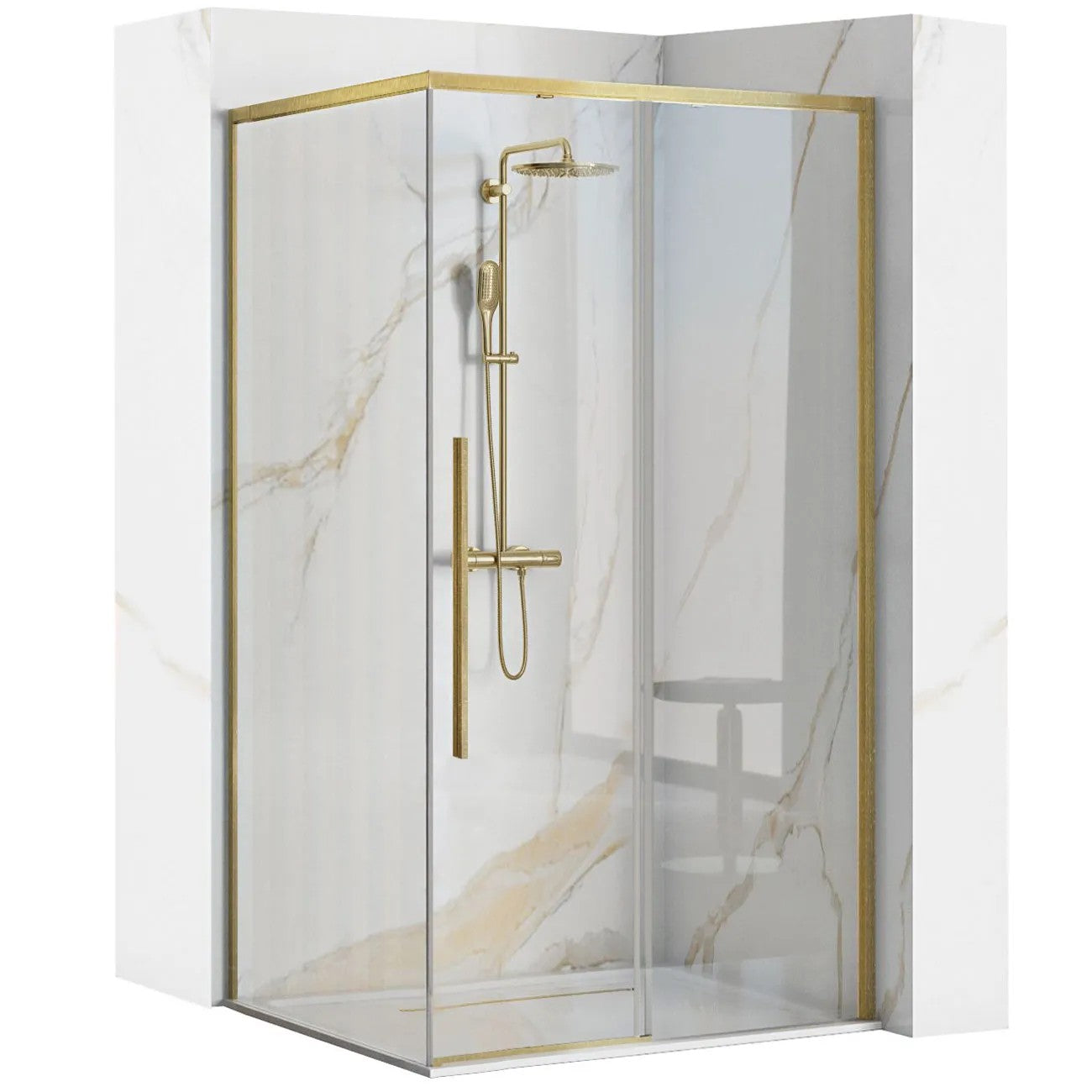 Sprchovací kút REA SOLAR - zlatý Brush 90x90 S detským bazénom Savoy 1