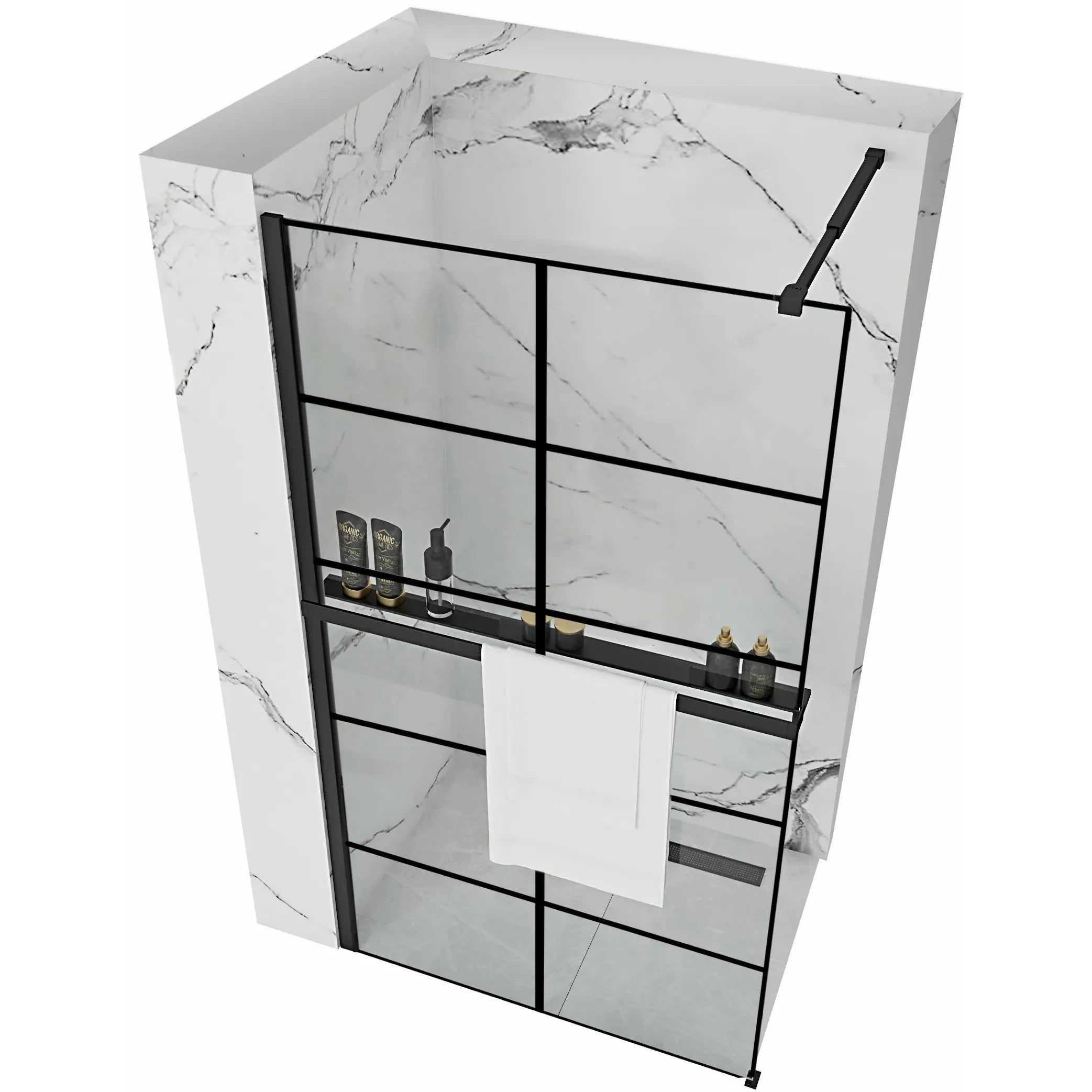 Shower screen Rea Bler-1 70 + shelf and hanger EVO  1