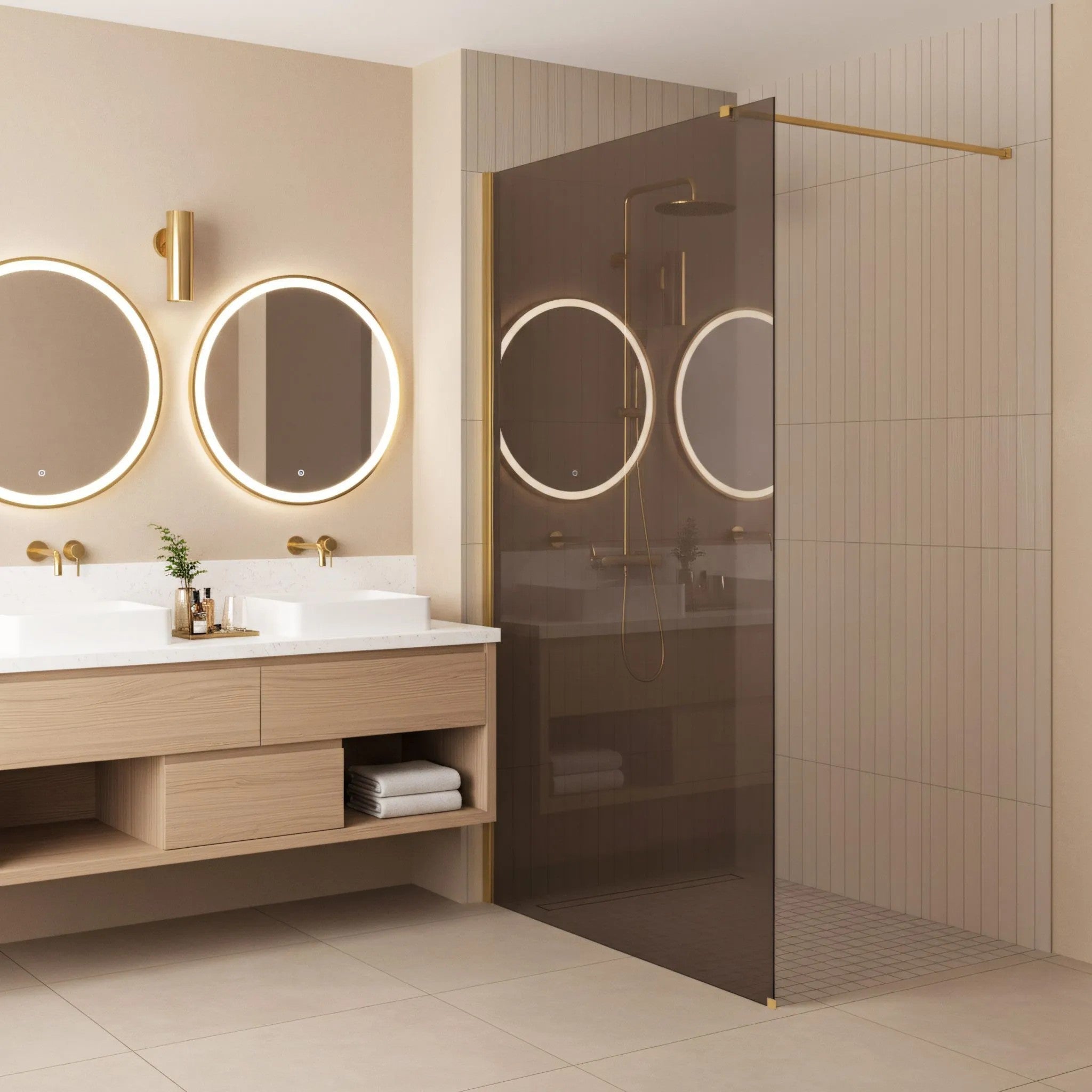 Sprchová zástena Rea Flexi Brown/ Gold 120  1