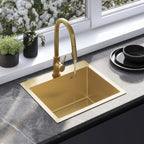 Oceľové umývadlo Leo 50 BRUSH GOLD bez kuchynskej batérie 1
