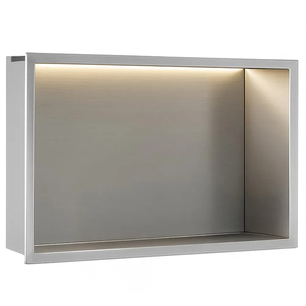 VSTAVANÁ KÚPEĽŇOVÁ POLICA LED 30x45 steel brush  1