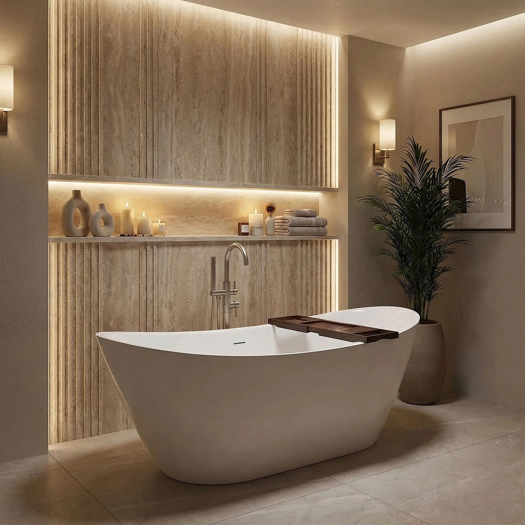 Voľne stojaca vaňa REA FERRANO Slim 180 Kartáčované zlato krytka zátky 1