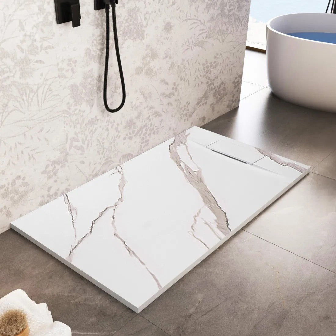 Sprchová vanička Bazalt CARRARA WHITE 80x100  1