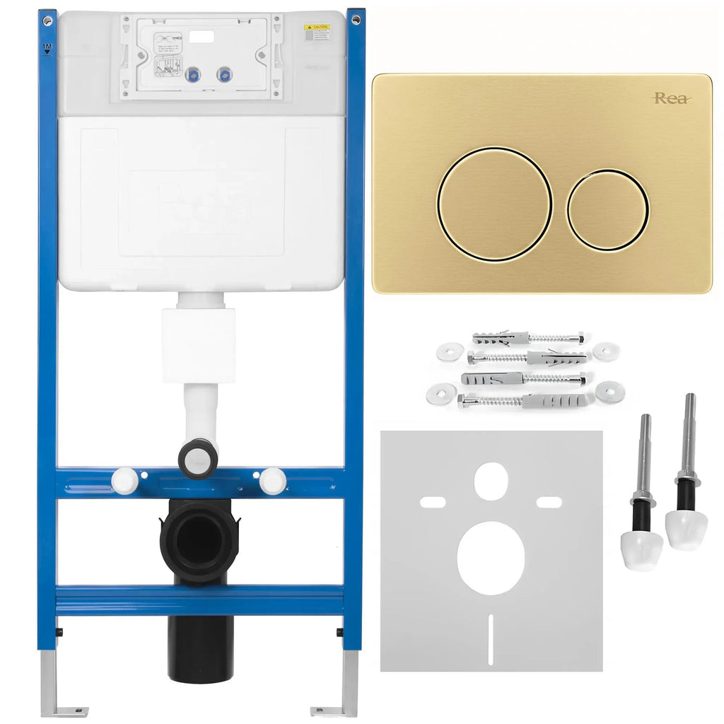 Podomietkový WC systém K011A-Q + tlačidlá I Brush Gold  1