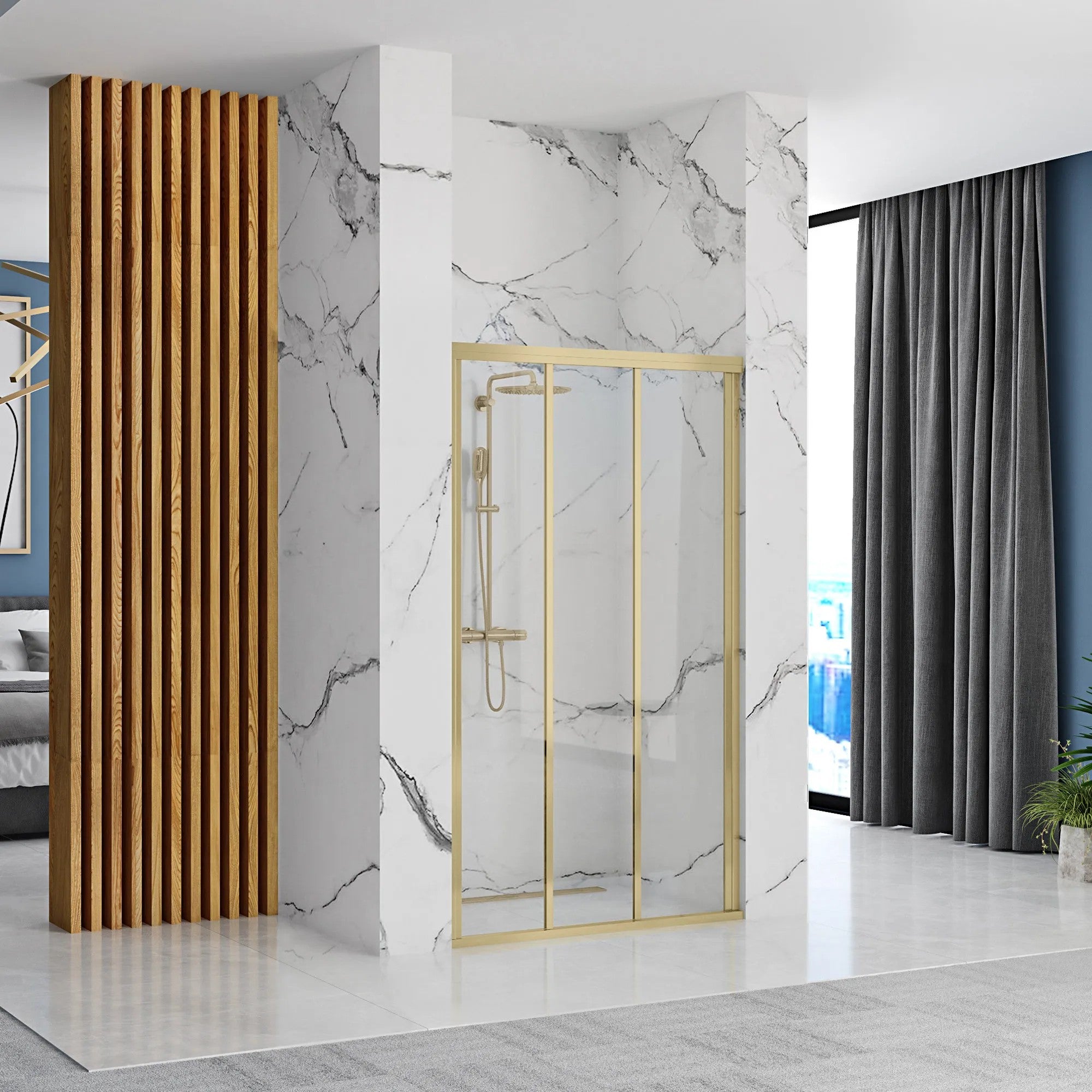 Sprchové dvere Rea Alex 100 Gold Brush  1