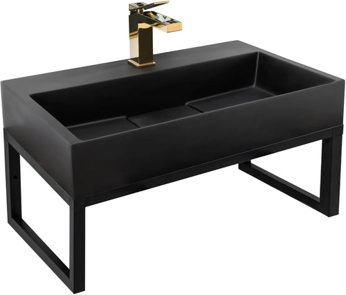 Konglomerátové umývadlo na dosku REA GOYA - matné čierne 60CM + konzola  1