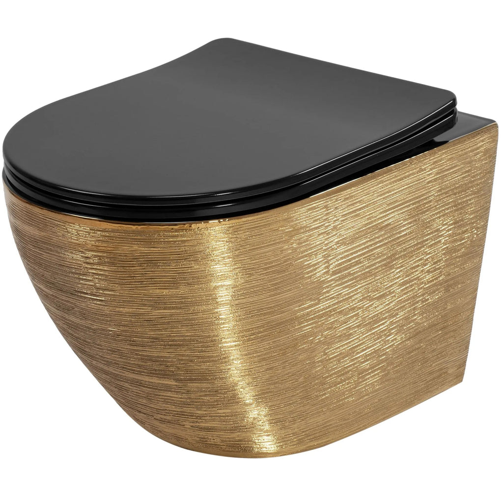 Závesná WC misa Rea Carlo Mini Tornado Black Brush Gold  1