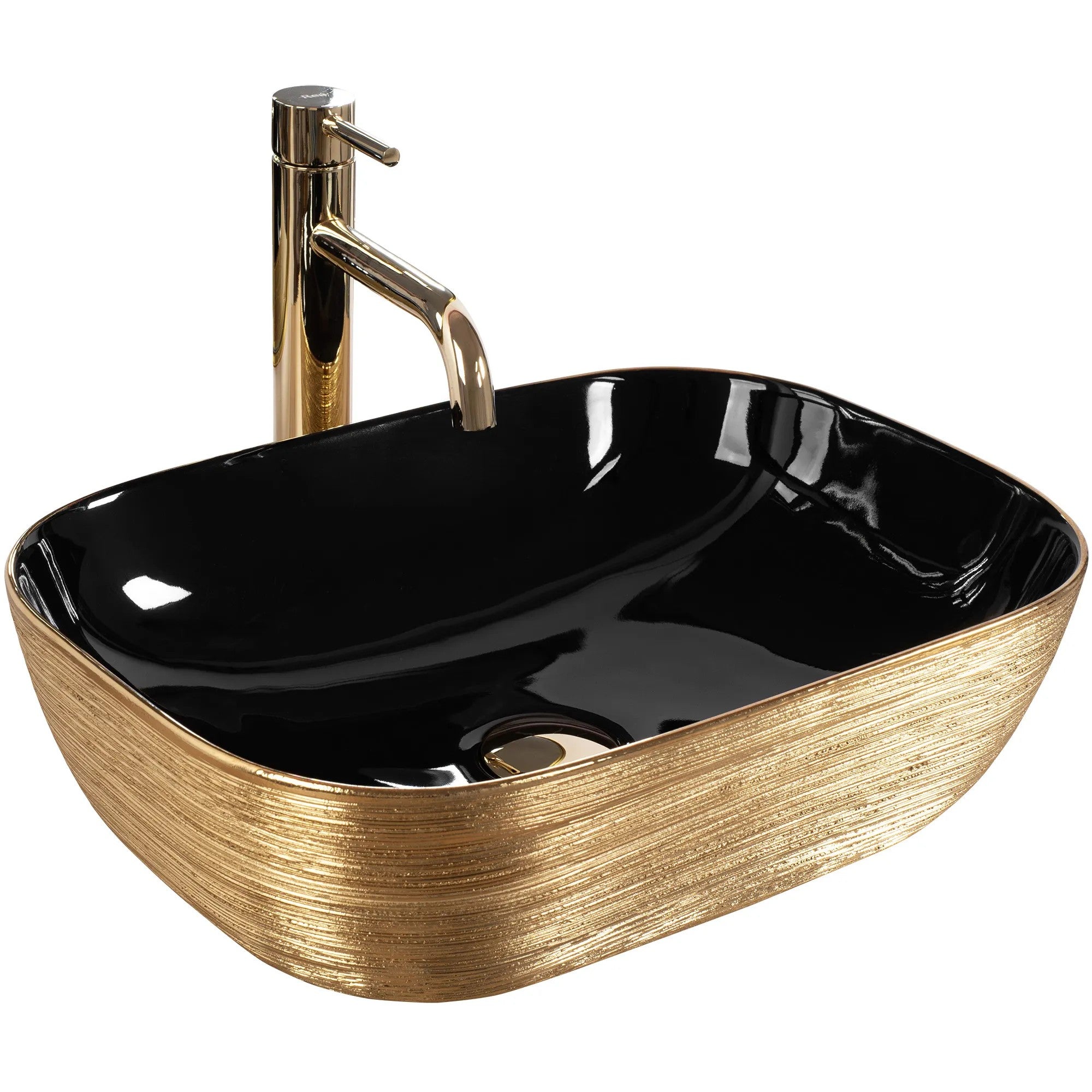 Umývadlo na dosku Rea Belinda BLACK BRUSH GOLD  1