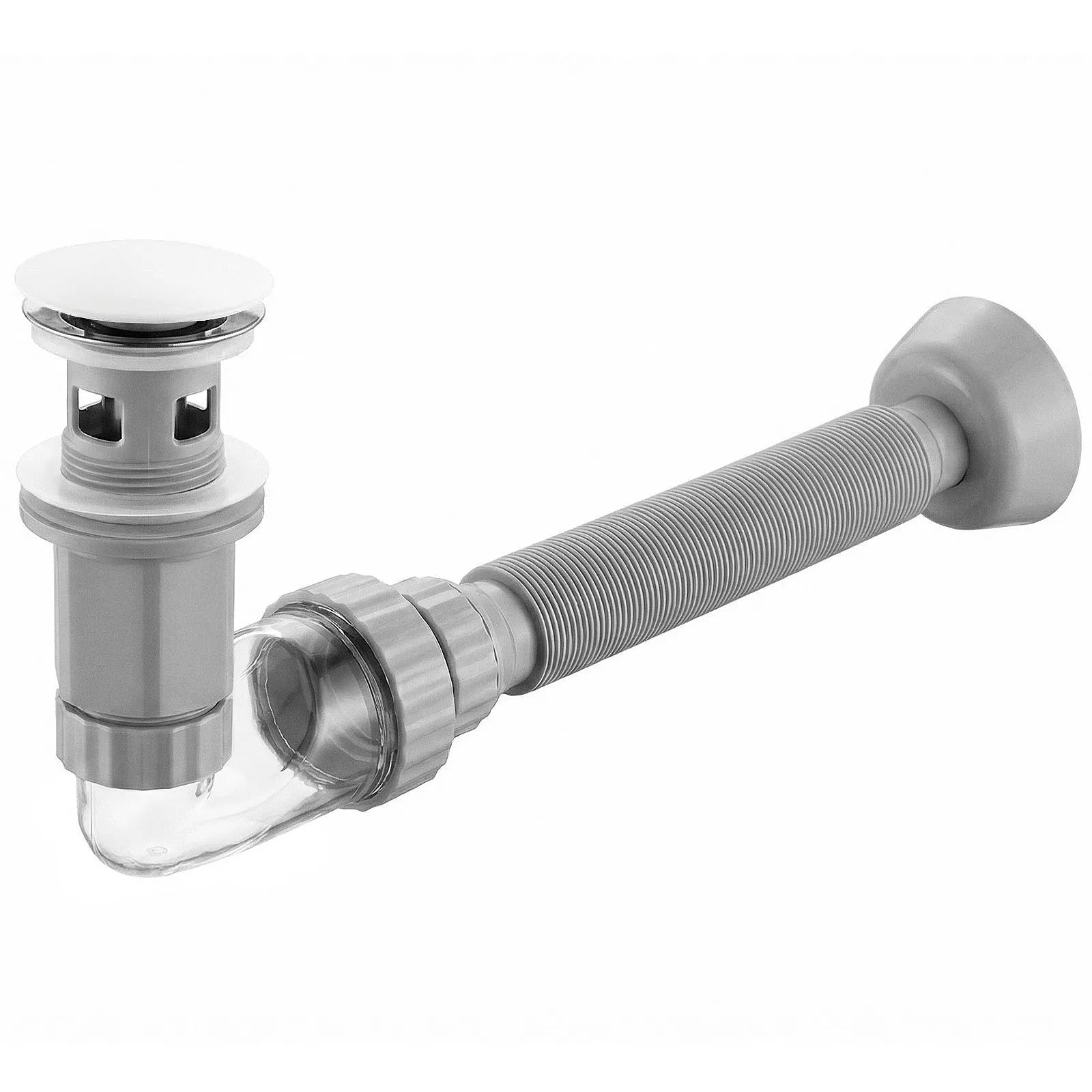 Umyvadlový sifon s univerzální výpustí click-clack REA Flow White  1