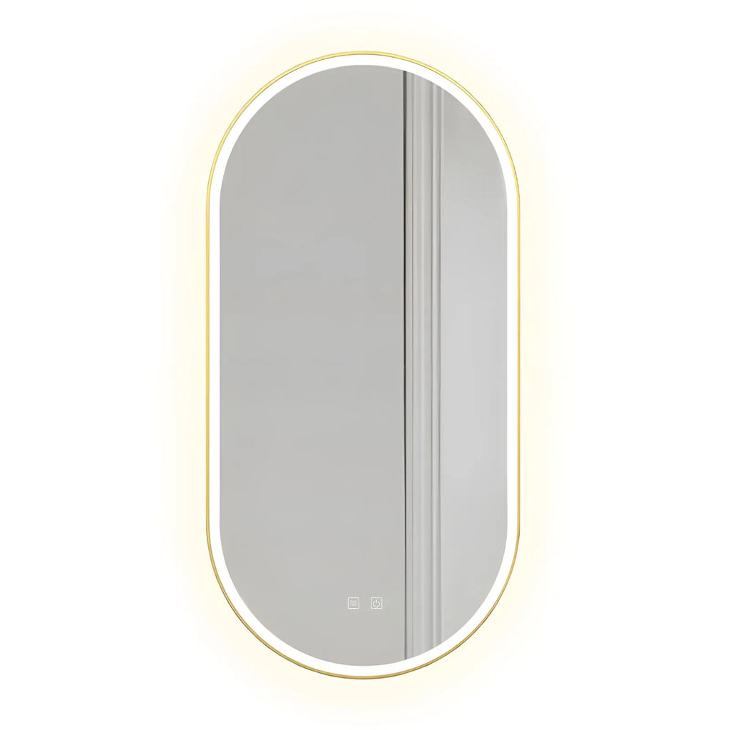 Zrkadlo LED OVL 50x100cm Brush Gold  1