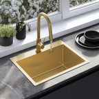 Oceľové umývadlo Liam BRUSH GOLD bez kuchynskej batérie 1