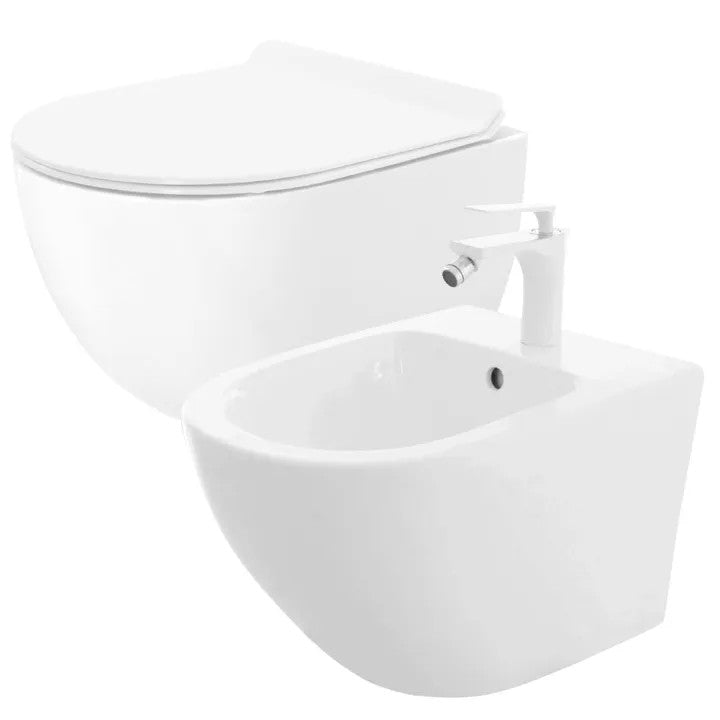 Sada WC misa + bidet CARTER WHITE, ZÁVESNÁ  1