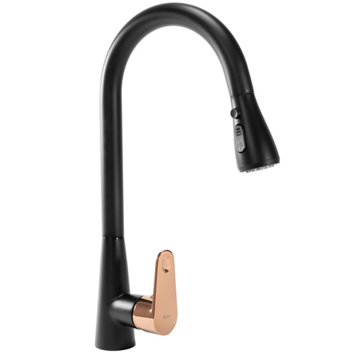 Kuchynská batéria Rea Mild black mat rose gold  1